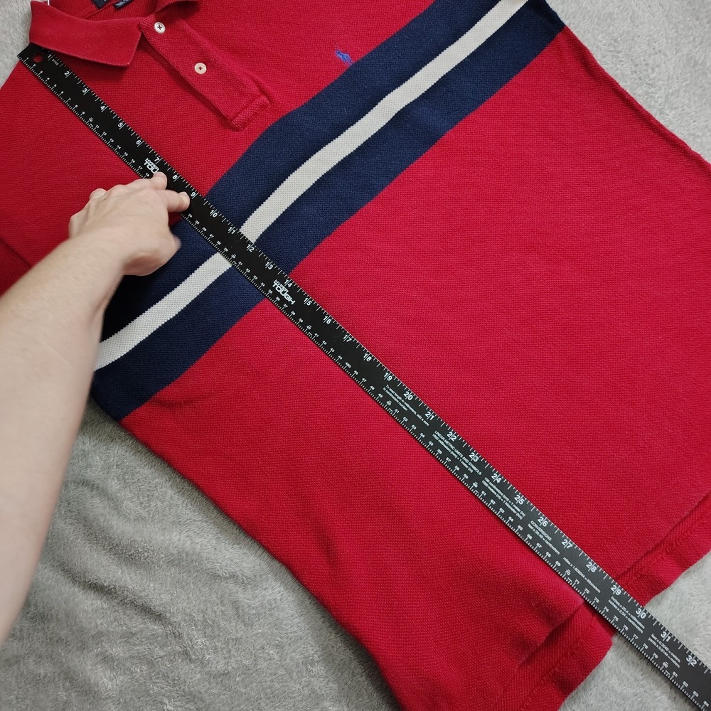 Vtg 90's Polo By Ralph Lauren Striped Terry Cloth Collared Polo Shirt Large - Picture 5 of 10